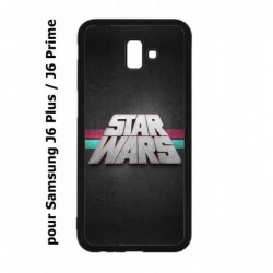 Coque noire pour Samsung Galaxy J6 Plus / J6 Prime logo Stars Wars fond gris - légende Star Wars