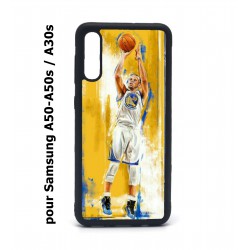 Coque noire pour Samsung Galaxy A50 A50S et A30S Stephen Curry Golden State Warriors Shoot Basket
