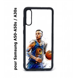 Coque noire pour Samsung Galaxy A50 A50S et A30S Stephen Curry Golden State Warriors dribble Basket