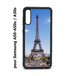 Coque noire pour Samsung Galaxy A50 A50S et A30S Tour Eiffel Paris France