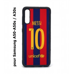 Coque noire pour Samsung Galaxy A50 A50S et A30S maillot 10 Lionel Messi FC Barcelone Foot