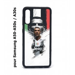 Coque noire pour Samsung Galaxy A50 A50S et A30S Cristiano CR 7 Ronaldo Foot Turin