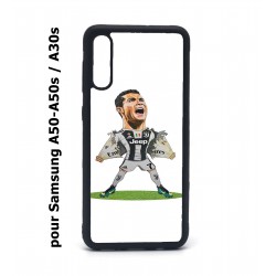Coque noire pour Samsung Galaxy A50 A50S et A30S Cristiano Ronaldo club foot Turin Football - Ronaldo super héros