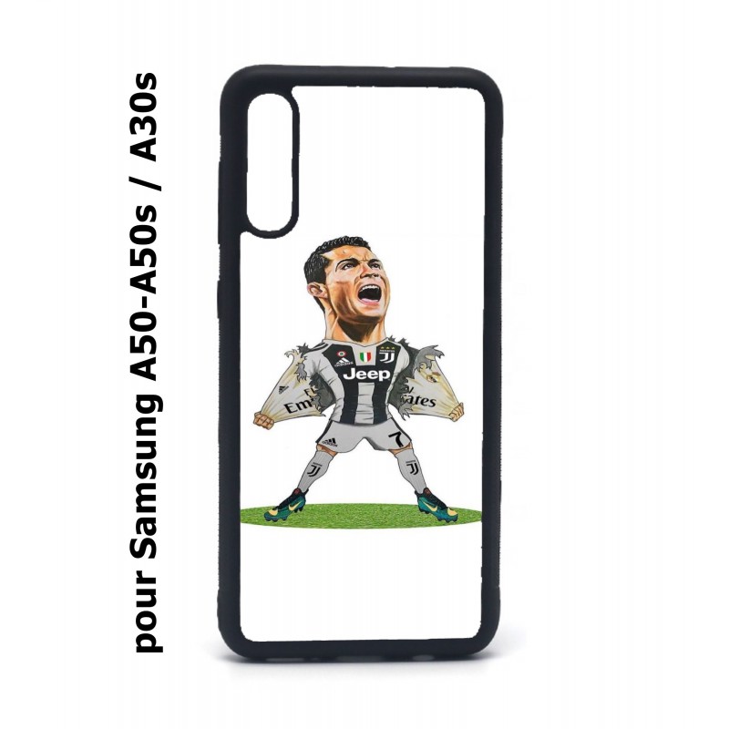 Coque noire pour Samsung Galaxy A50 A50S et A30S Cristiano Ronaldo club foot Turin Football - Ronaldo super héros