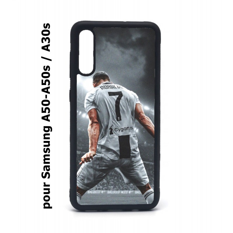 Coque noire pour Samsung Galaxy A50 A50S et A30S Cristiano Ronaldo club foot Turin Football stade
