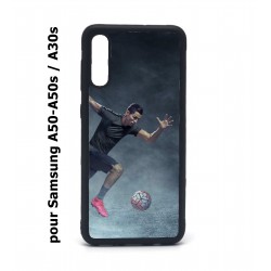 Coque noire pour Samsung Galaxy A50 A50S et A30S Cristiano Ronaldo club foot Turin Football course ballon