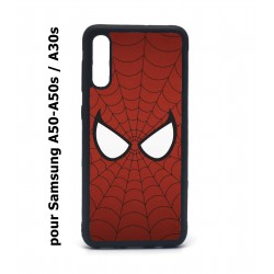 Coque noire pour Samsung Galaxy A50 A50S et A30S les yeux de Spiderman - Spiderman Eyes - toile Spiderman