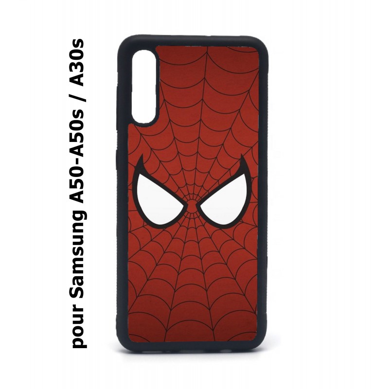 Coque noire pour Samsung Galaxy A50 A50S et A30S les yeux de Spiderman - Spiderman Eyes - toile Spiderman