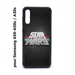 Coque noire pour Samsung Galaxy A50 A50S et A30S logo Stars Wars fond gris - légende Star Wars
