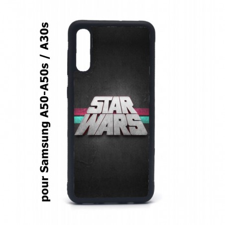 Coque noire pour Samsung Galaxy A50 A50S et A30S logo Stars Wars fond gris - légende Star Wars