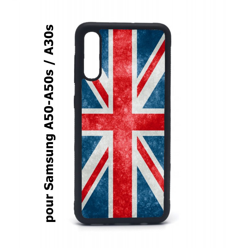 Coque noire pour Samsung Galaxy A50 A50S et A30S Drapeau Royaume uni - United Kingdom Flag