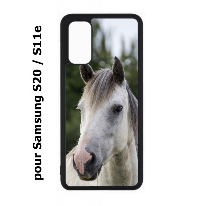 Coque noire pour Samsung Galaxy S20 / S11E Coque cheval blanc - tête de cheval