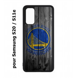 Coque noire pour Samsung Galaxy S20 / S11E Stephen Curry emblème Golden State Warriors Basket fond bois