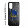 Coque noire pour Samsung Galaxy S20 / S11E Stephen Curry emblème Golden State Warriors Basket fond bois