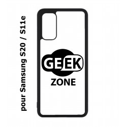 Coque noire pour Samsung Galaxy S20 / S11E Logo Geek Zone noir & blanc