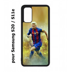 Coque noire pour Samsung Galaxy S20 / S11E Lionel Messi FC Barcelone Foot fond jaune