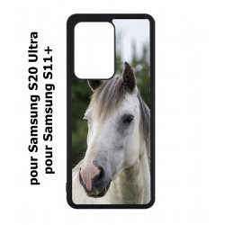 Coque noire pour Samsung Galaxy S20 Ultra / S11+ Coque cheval blanc - tête de cheval