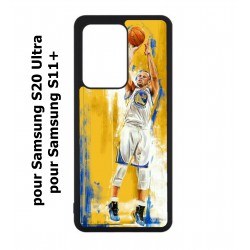 Coque noire pour Samsung Galaxy S20 Ultra / S11+ Stephen Curry Golden State Warriors Shoot Basket