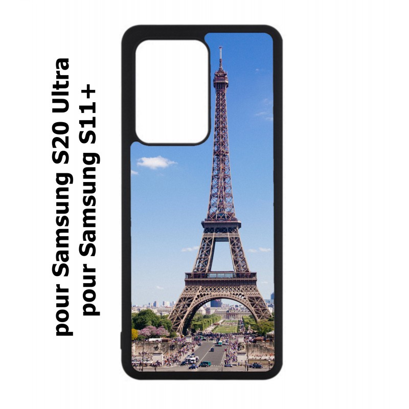 Coque noire pour Samsung Galaxy S20 Ultra / S11+ Tour Eiffel Paris France