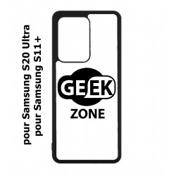 Coque noire pour Samsung Galaxy S20 Ultra / S11+ Logo Geek Zone noir & blanc