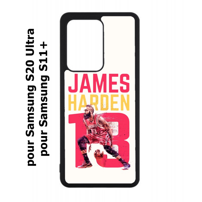 Coque noire pour Samsung Galaxy S20 Ultra / S11+ star Basket James Harden 13 Rockets de Houston