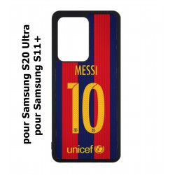 Coque noire pour Samsung Galaxy S20 Ultra / S11+ maillot 10 Lionel Messi FC Barcelone Foot