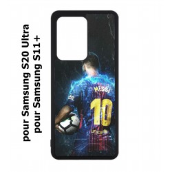 Coque noire pour Samsung Galaxy S20 Ultra / S11+ Lionel Messi FC Barcelone Foot