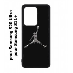 Coque noire pour Samsung Galaxy S20 Ultra / S11+ Michael Jordan 23 shoot Chicago Bulls Basket