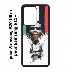 Coque noire pour Samsung Galaxy S20 Ultra / S11+ Cristiano CR 7 Ronaldo Foot Turin