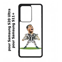 Coque noire pour Samsung Galaxy S20 Ultra / S11+ Cristiano Ronaldo club foot Turin Football - Ronaldo super héros