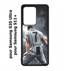 Coque noire pour Samsung Galaxy S20 Ultra / S11+ Cristiano Ronaldo club foot Turin Football stade