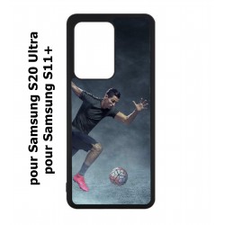 Coque noire pour Samsung Galaxy S20 Ultra / S11+ Cristiano Ronaldo club foot Turin Football course ballon