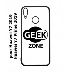 Coque noire pour Huawei Y7 2019 / Y7 Prime 2019 Logo Geek Zone noir & blanc
