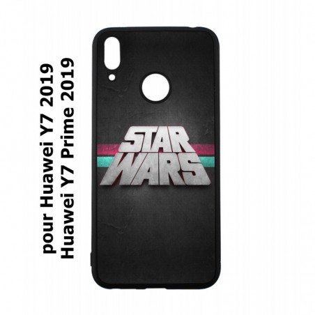 Coque noire pour Huawei Y7 2019 / Y7 Prime 2019 logo Stars Wars fond gris - légende Star Wars