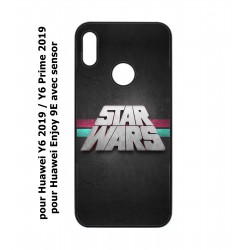 Coque noire pour Huawei Y6 2019 / Y6 Prime 2019 logo Stars Wars fond gris - légende Star Wars