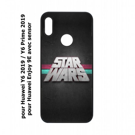 Coque noire pour Huawei Y6 2019 / Y6 Prime 2019 logo Stars Wars fond gris - légende Star Wars