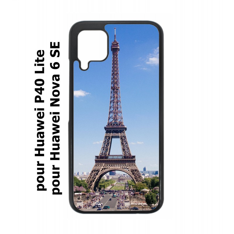 Coque noire pour Huawei P40 Lite / Nova 6 SE Tour Eiffel Paris France