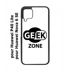 Coque noire pour Huawei P40 Lite / Nova 6 SE Logo Geek Zone noir & blanc