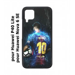 Coque noire pour Huawei P40 Lite / Nova 6 SE Lionel Messi FC Barcelone Foot