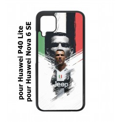 Coque noire pour Huawei P40 Lite / Nova 6 SE Cristiano CR 7 Ronaldo Foot Turin