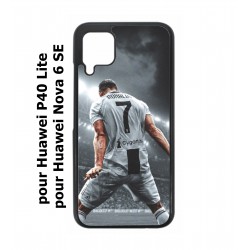 Coque noire pour Huawei P40 Lite / Nova 6 SE Cristiano Ronaldo club foot Turin Football stade