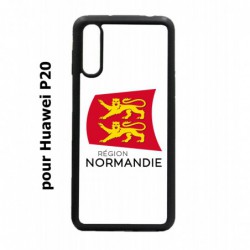 Coque noire pour Huawei P20 Logo Normandie - Écusson Normandie - 2 léopards