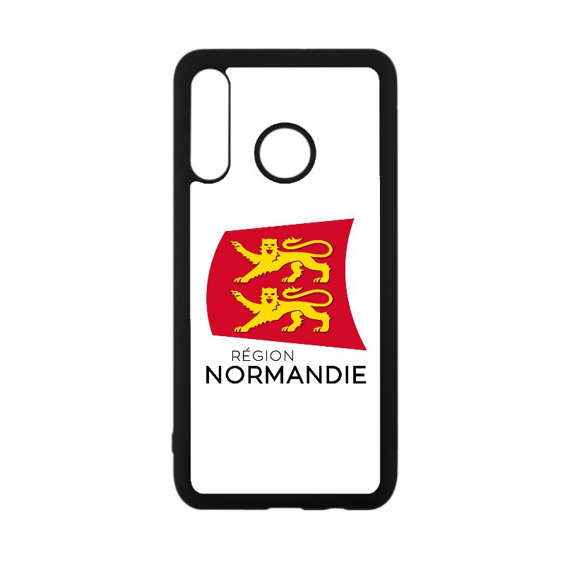 Coque noire pour Huawei P20 Lite Logo Normandie - Écusson Normandie - 2 léopards