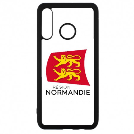 Coque noire pour Huawei P30 Logo Normandie - Écusson Normandie - 2 léopards