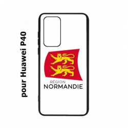 Coque noire pour Huawei P40 Logo Normandie - Écusson Normandie - 2 léopards