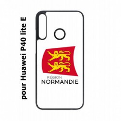 Coque noire pour Huawei P40 Lite E Logo Normandie - Écusson Normandie - 2 léopards
