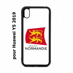 Coque noire pour Huawei Y5 2019 Logo Normandie - Écusson Normandie - 2 léopards