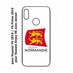 Coque noire pour Huawei Y6 2019 / Y6 Prime 2019 Logo Normandie - Écusson Normandie - 2 léopards