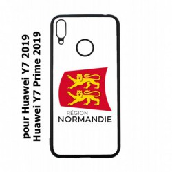 Coque noire pour Huawei Y7 2019 / Y7 Prime 2019 Logo Normandie - Écusson Normandie - 2 léopards