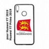 Coque noire pour Huawei Y7 2019 / Y7 Prime 2019 Logo Normandie - Écusson Normandie - 2 léopards